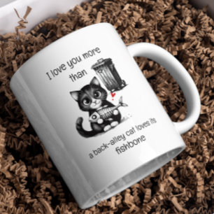 Rolig kattmugg – Fishbone-valentinskram Kaffemugg