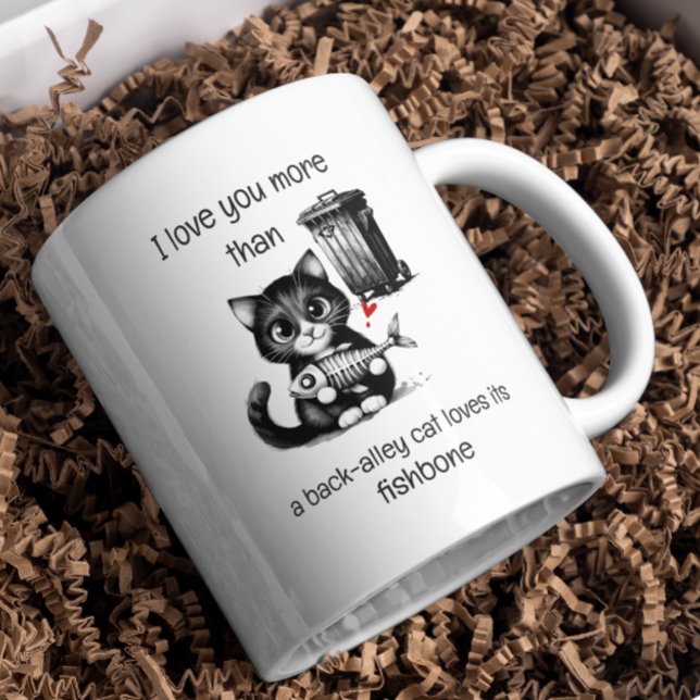 Rolig kattmugg – Fishbone-valentinskram Kaffemugg (Skapare uppladdad)