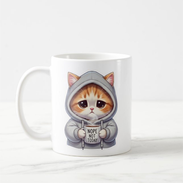 Rolig Kattmugg Inte Idag Kaffe Koppar Present Roli (Vänster)