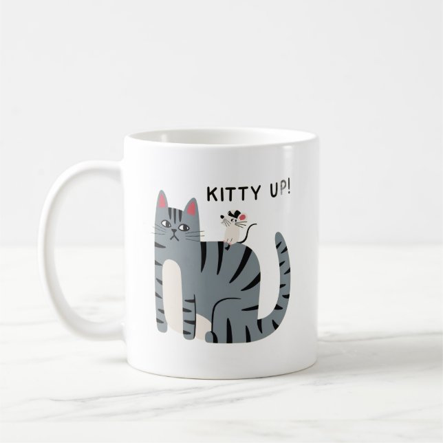 Rolig Kattmugg med Söt Tecknad Kattdesign Kaffemugg (Vänster)