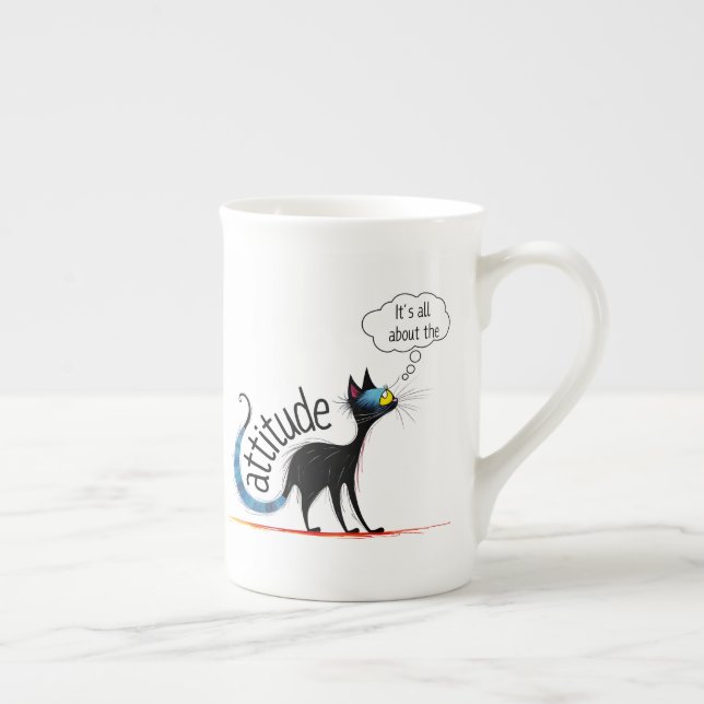 Rolig Kattmugg – Missy Miss Kattattityd Benporslin Mugg (Höger)