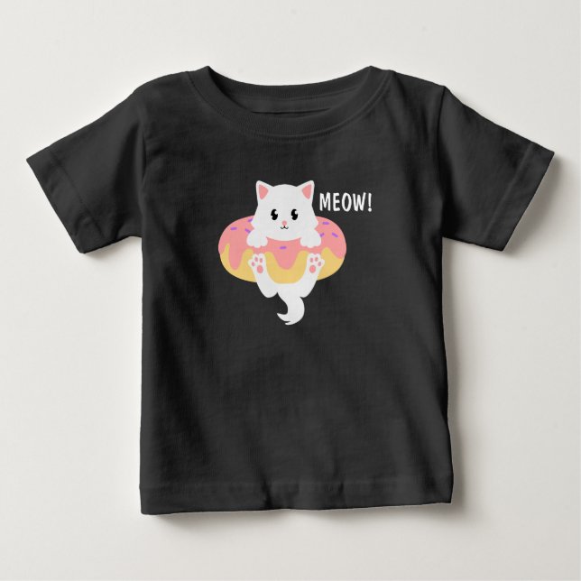 Rolig Kattmunk Mjao Söt Barn T Shirt (Framsida)
