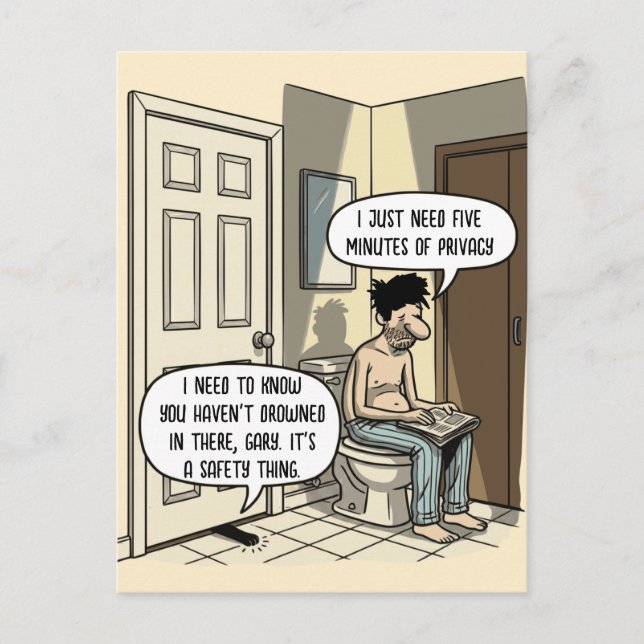 Rolig Kattpappa Badrumshumor Present Vykort (Framsida)