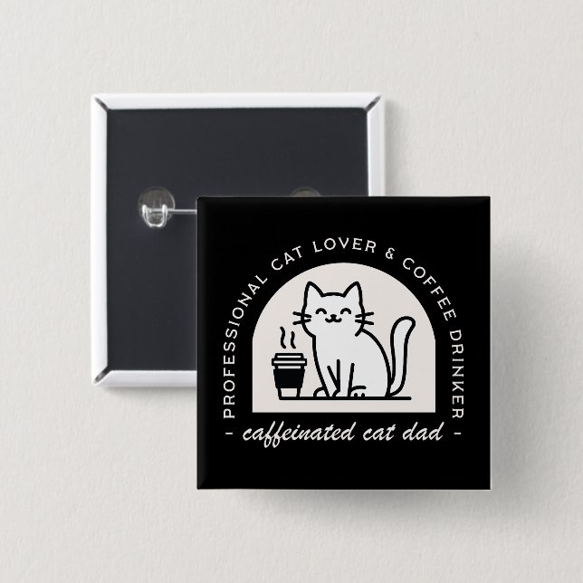 Rolig kattpappa för kaffekännare knapp (Framsida & baksida)
