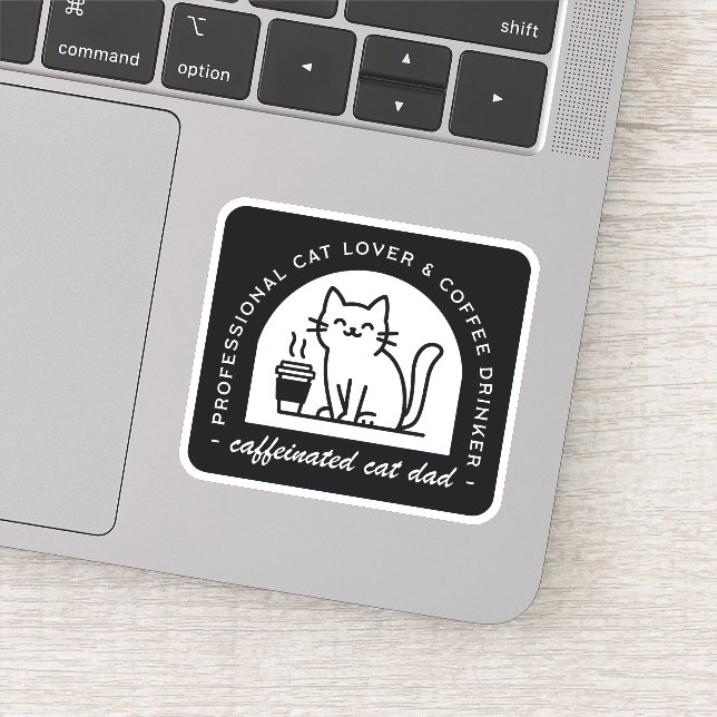 Rolig kattpappa kaffefantast klistermärken (Detalj)