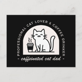 Rolig kattpappa kaffefantast vykort