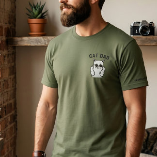 Rolig Kattpappa Mittfinger Katt med Solglasögon T Shirt