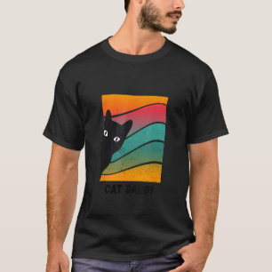 Rolig kattpappa, Pappa med tittande katt, Vintagek T Shirt
