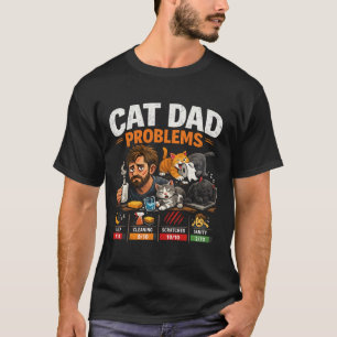 Rolig Kattpappa Problem Kaffe Älskare Present T-Sh T Shirt