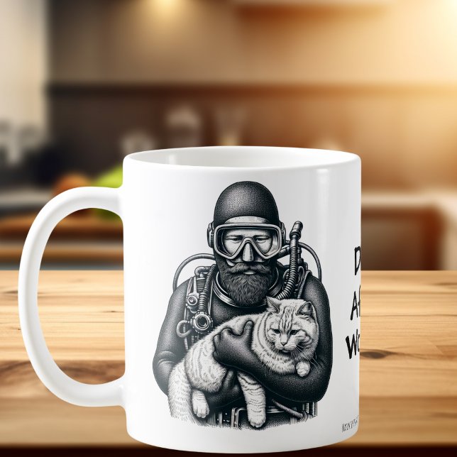  Rolig kattpappa scuba dykare  Anpassa Kaffemugg (A fun mug for the Diver In your life)