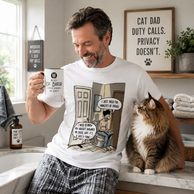 Rolig kattpappas present med badrumshumor t shirt (Skapare uppladdad)