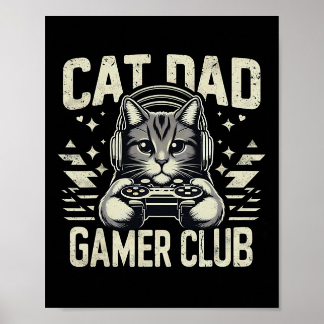 Rolig kattpappaspratareklubb för honom TV-spel Kat Poster (Framsidan)