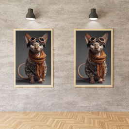 Rolig kattpilot med skyddsglasögon Cool flygare Av Fototryck