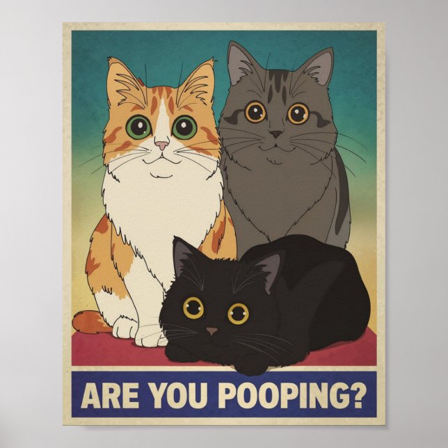 Rolig kattplans | Bajsar du? | Kattkonst Poster (Framsidan)