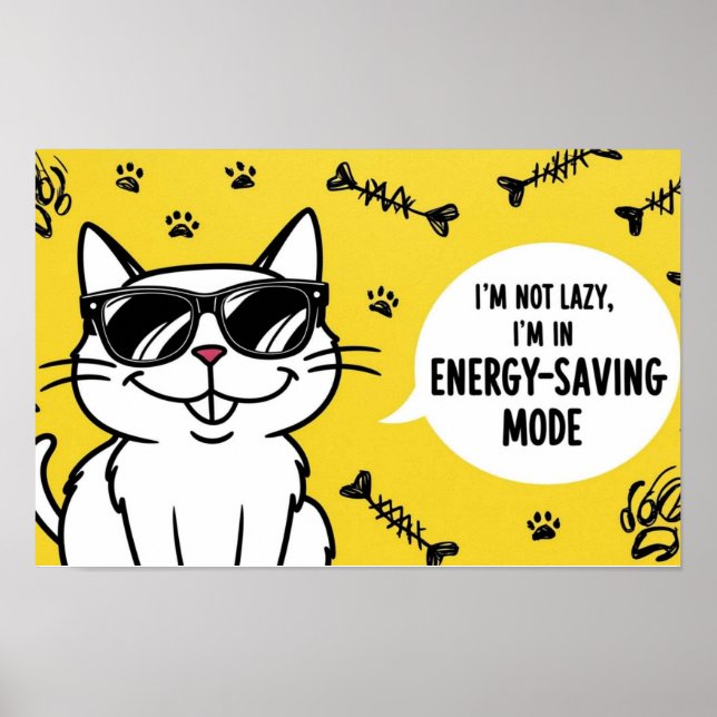 Rolig kattplans, Tecknad katt som bär solglasögon  Poster (Framsidan)