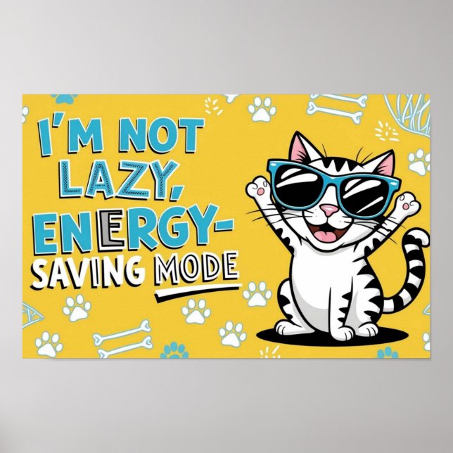 Rolig kattplanscher, Tecknad katt som bär solglasö Poster (Framsidan)