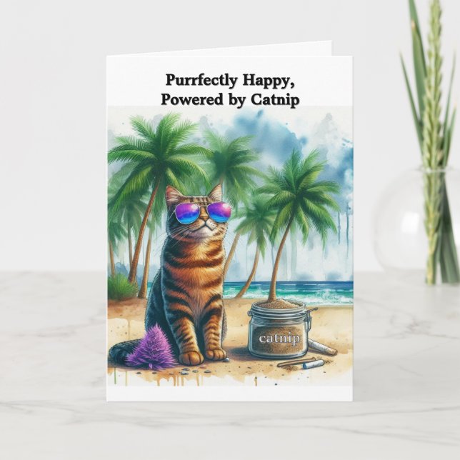 Rolig kattsnips "Var Glad" Katt Vikad Greeting Car Kort (Framsida)