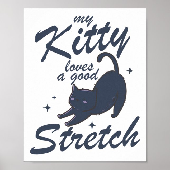 Rolig kattsträcktröja – Snygg Kitty Yoga Present T Poster (Framsidan)