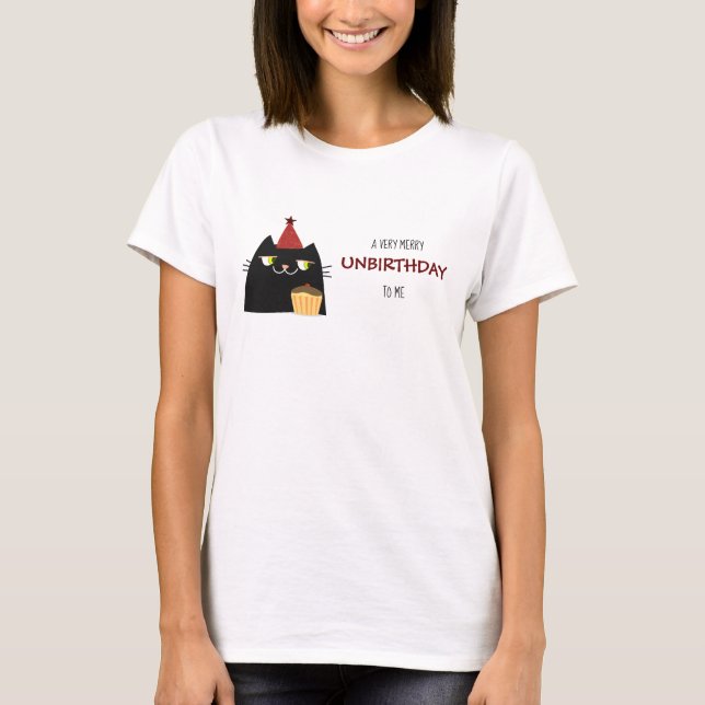 Rolig katttröja Icke-födelsedag Svart katt-tröja T Shirt (Framsida)