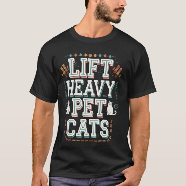Rolig kattviktlyftnings träning t shirt (Framsida)