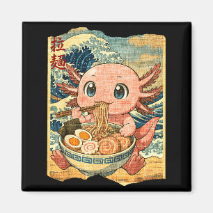Rolig Kawaii Axolotl Ramen Nudelskål Japansk Våg Magnet