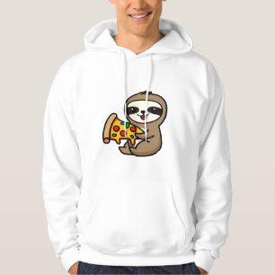Rolig Kawaii Chibi Dovendyr med Pizza � Söt Teckna Hoodie