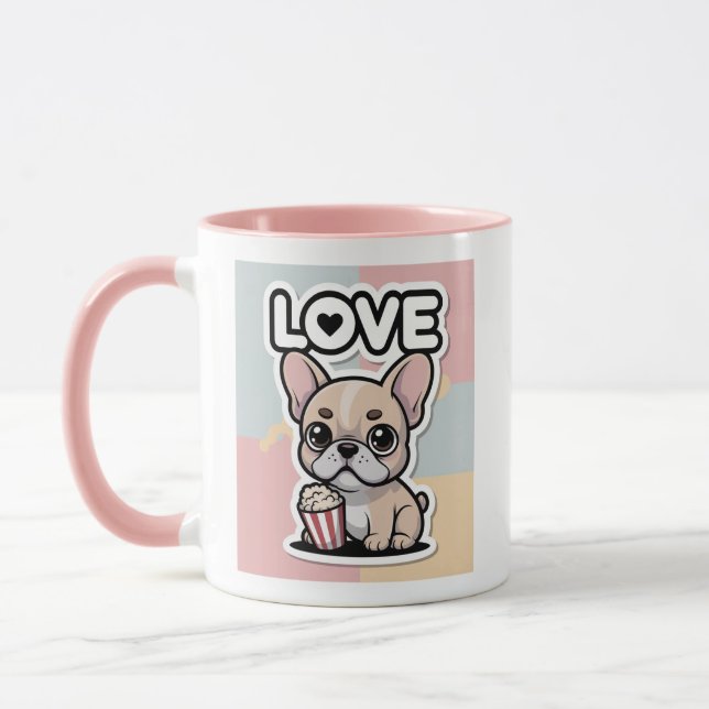 Rolig Kawaii Frenchie Kaffe kopp present för hundä (Vänster)