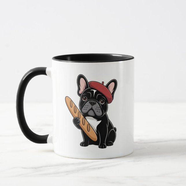 Rolig Kawaii Frenchie Kaffe kopp present för hundä (Vänster)