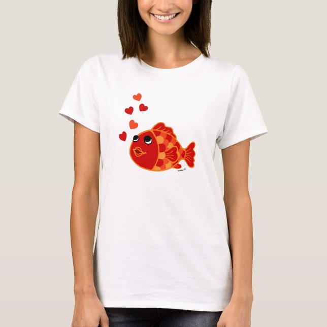 Rolig Kawaii guldfisktecknad T-shirt (Framsida)