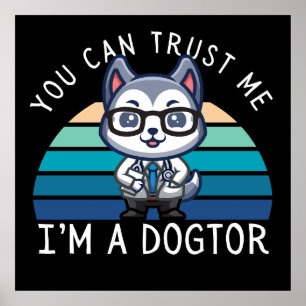 Rolig Kawaii Husky Hund Doktor Poster