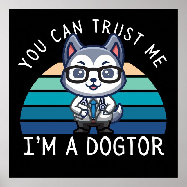 Rolig Kawaii Husky Hund Doktor Poster (Framsidan)