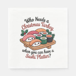 Rolig Kawaii Jul Sushi Serveringsfat Pappersservett