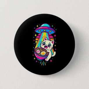 Rolig Kawaii Katt Ramen Ufo Japansk Anime Kvinnor Knapp