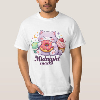 Rolig Kawaii Lila Katt T-Shirt