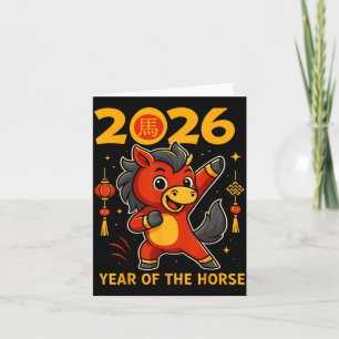 Rolig Kawaii Lunar 2026 År av Hästen Kinesisk Kort