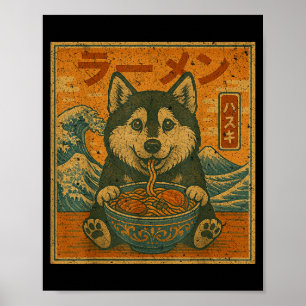 Rolig Kawaii Ramen Husky Japanska Nudlar Husky Ea Poster