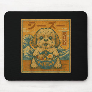 Rolig Kawaii Ramen Japanska Nudlar Shih Tzu Äter Musmatta