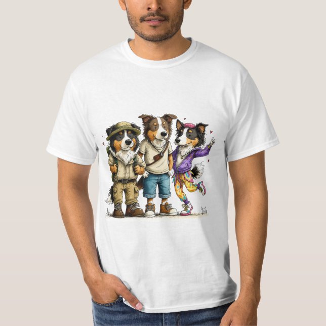 Rolig Kelpie Hund Tröja Söt Trio T-shirt (Framsida)