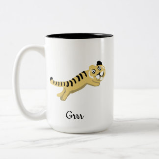 Rolig Keramikkopp med Hoppande Tiger Två-Tonad Mugg