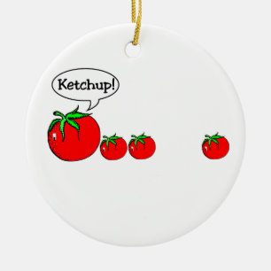 Rolig Ketchupskämtprydnad Julgransprydnad Keramik