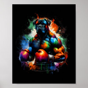 Rolig kickboxning eller boxning boxerhund färgspru poster