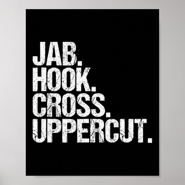 Rolig kickboxning Jab Hook Cross Uppercut  Poster (Framsidan)