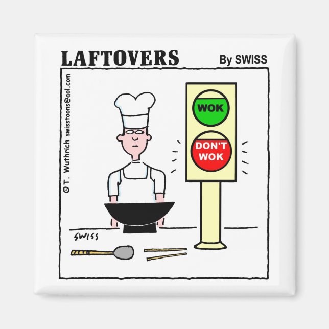 Rolig kinesisk cuisine wokar den Laftovers Magnet (Framsidan)
