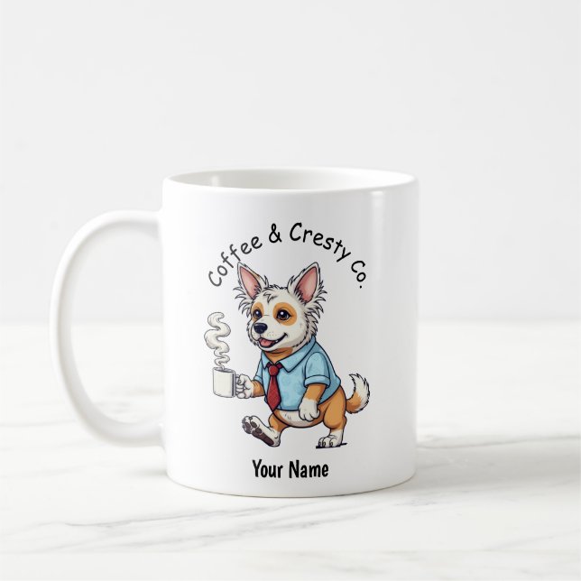 Rolig Kinesisk Nakenhund Affärskostym Kaffe Kaffemugg (Vänster)