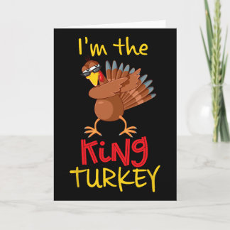 Rolig King Turkiet Matchande Familjgrupp Thanksgiv Kort