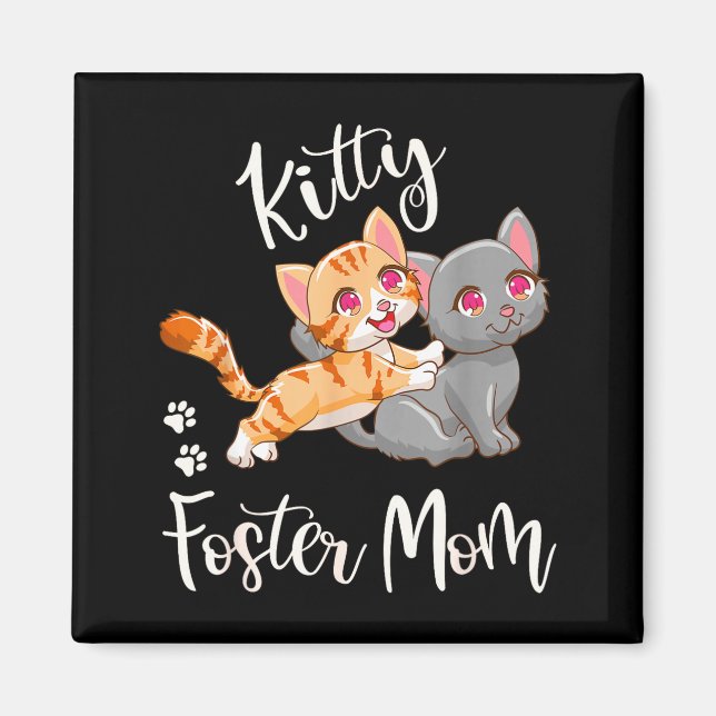 Rolig kitten-foster-mamma sötsak kattälskare prese magnet (Framsidan)
