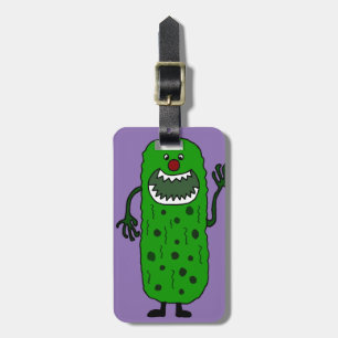 Rolig kittlingmonstertecknad bagagebricka