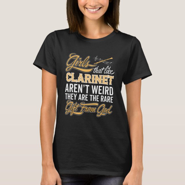 Rolig klarinettflicka - Clarinetistdam T Shirt (Framsida)