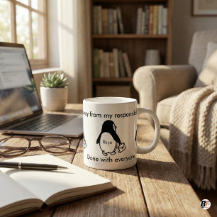 Rolig 'Klart med alla' Pingvin Personlig Wo Kaffemugg