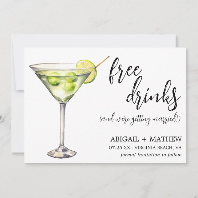 Rolig klassisk Martini-cocktail fotohandling Bröll Spara Datumet (Framsida)